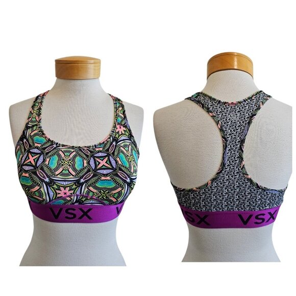 Victoria's Secret Other - Victoria's Secret VSX Sport Mosaic Geo Purple Racerback Sports Bra Athletic S